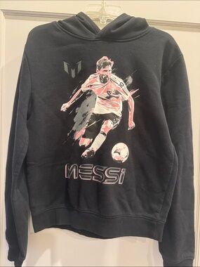 Messi Graphic Black Hoodie for Kids - Soccer Pullover